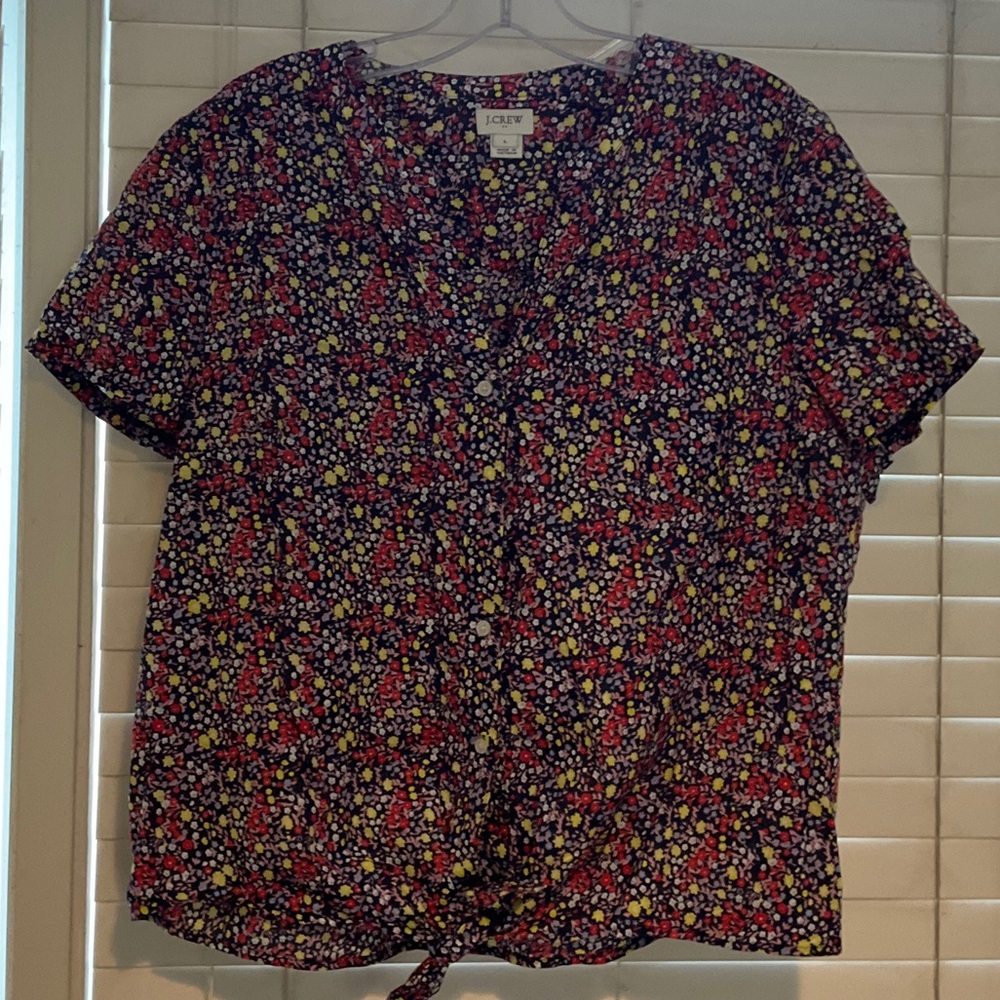 J. Crew Women's Floral Blouse - Red, Yellow, White